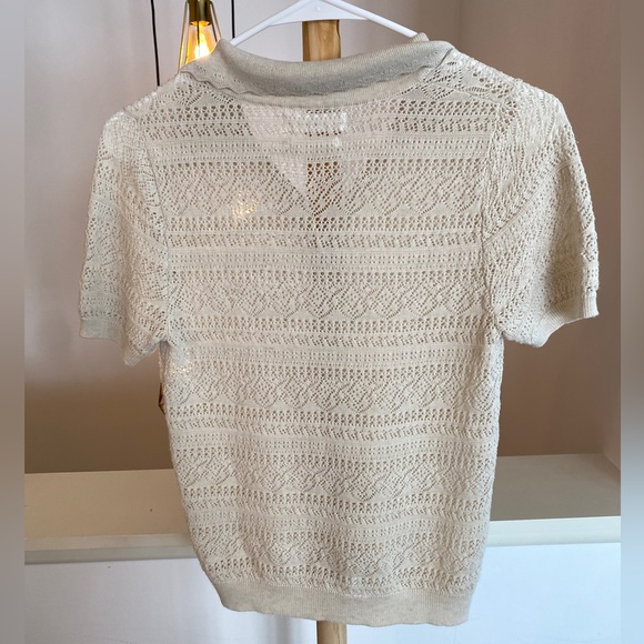 Mango Linen Lace Crochet Polo - Picture 3 of 3